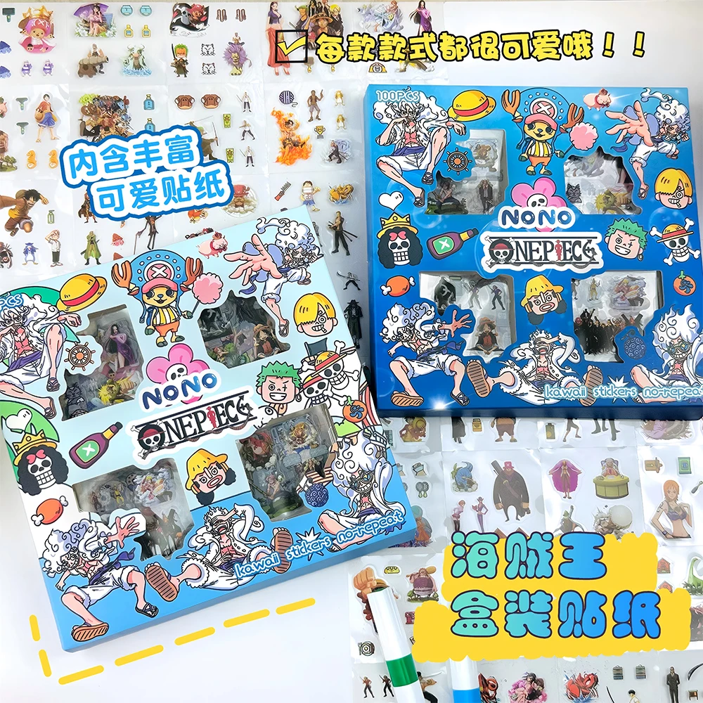

100pcs/box Japanese Anime One Piece Stickers Cute Luffy Zoro Cartoon Decal DIY Luggage Laptop Phone Transparent Sticker Kids Toy
