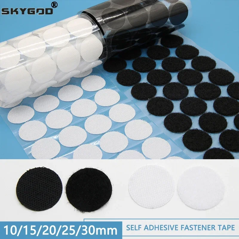 

Self Adhesive Fastener Tape Dots 10/15/20/25/30mm Sticker Dots Adhesive Tape Round Hook Loop Boob Tape Strong Glue White Black