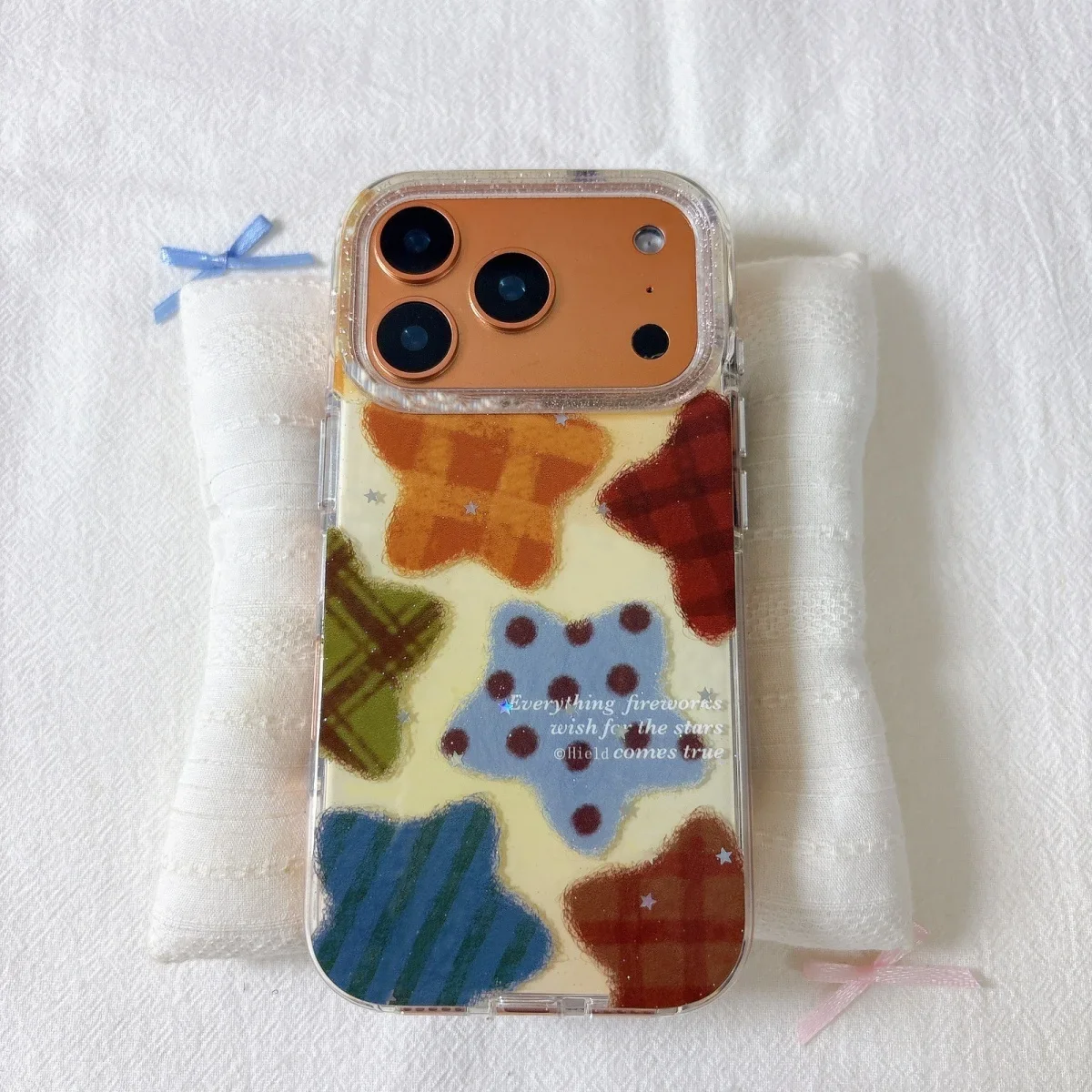 Korean Ins Full Screen Colorful Stars Luxury IMD Phone Case For iPhone 17 AIR 16 15 14 13 12 11 Pro MAX Plus Y2K High-end Cover