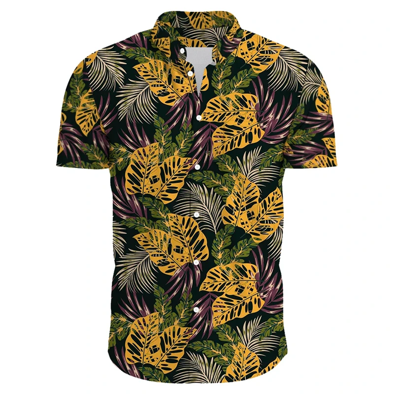 Flowers 3d Print Summer Beach Shirt Men Floral Fashion Hawaiian Casual Short Sleeve Single-Breasted Imported Clothing Tops Tees