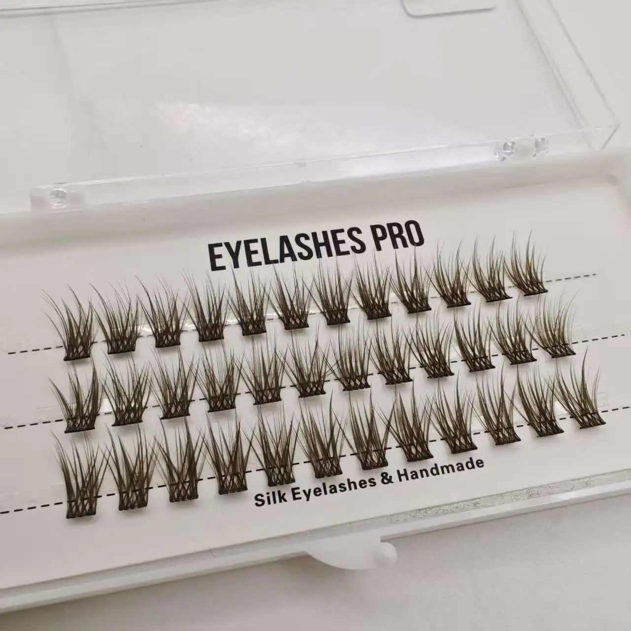 Brown YS DIY Hand Made Eyelash Extension Segmented Flase Lashes Lash Bundles Soft Ribbon Strip Eyelashes Makeup Lashes