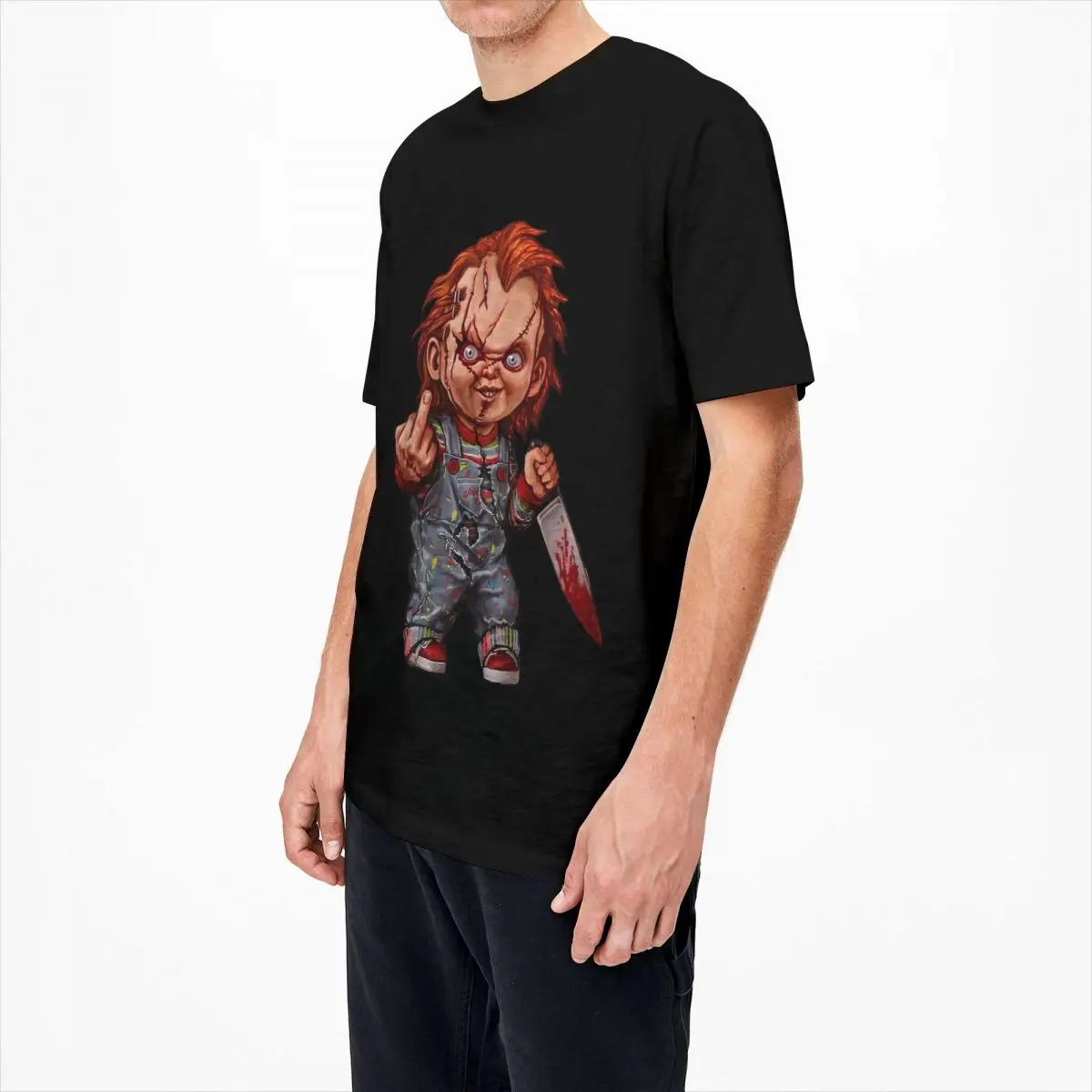 Men Women T-Shirt The Killer Doll Accessories Funny Cotton Short Sleeve Horror Chucky T Shirts O Neck Tops Plus Size