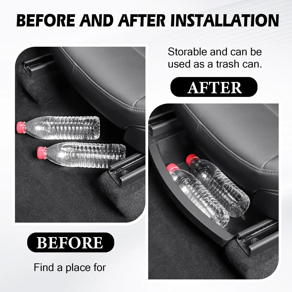 Underseat Storage Box Organizer for Tesla Model Y Juniper 2025 Front Rear Under Seat Organizer Waterproof Bin Travel Accessories