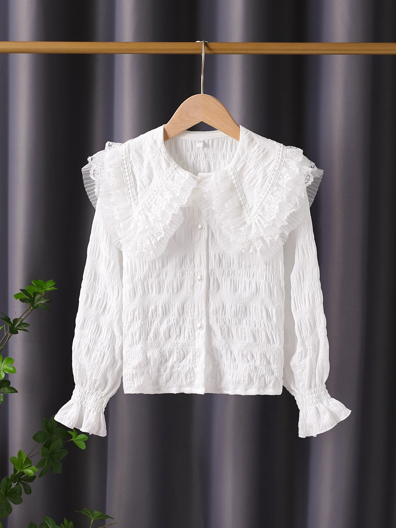 

Girls' Spring and Autumn Shirts, Korean Style, Casual, Large Lapels, Solid Color, Long Sleeves, Little Girls' Spring and Autumn Outdoor Clothing