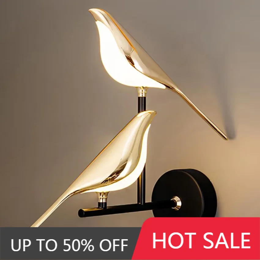 Lucky Bird LED Wall Lamp With Touch Switch 360° Rotatable Sconce Indoor Bedside Bedroom Living Room Home Decoration Light
