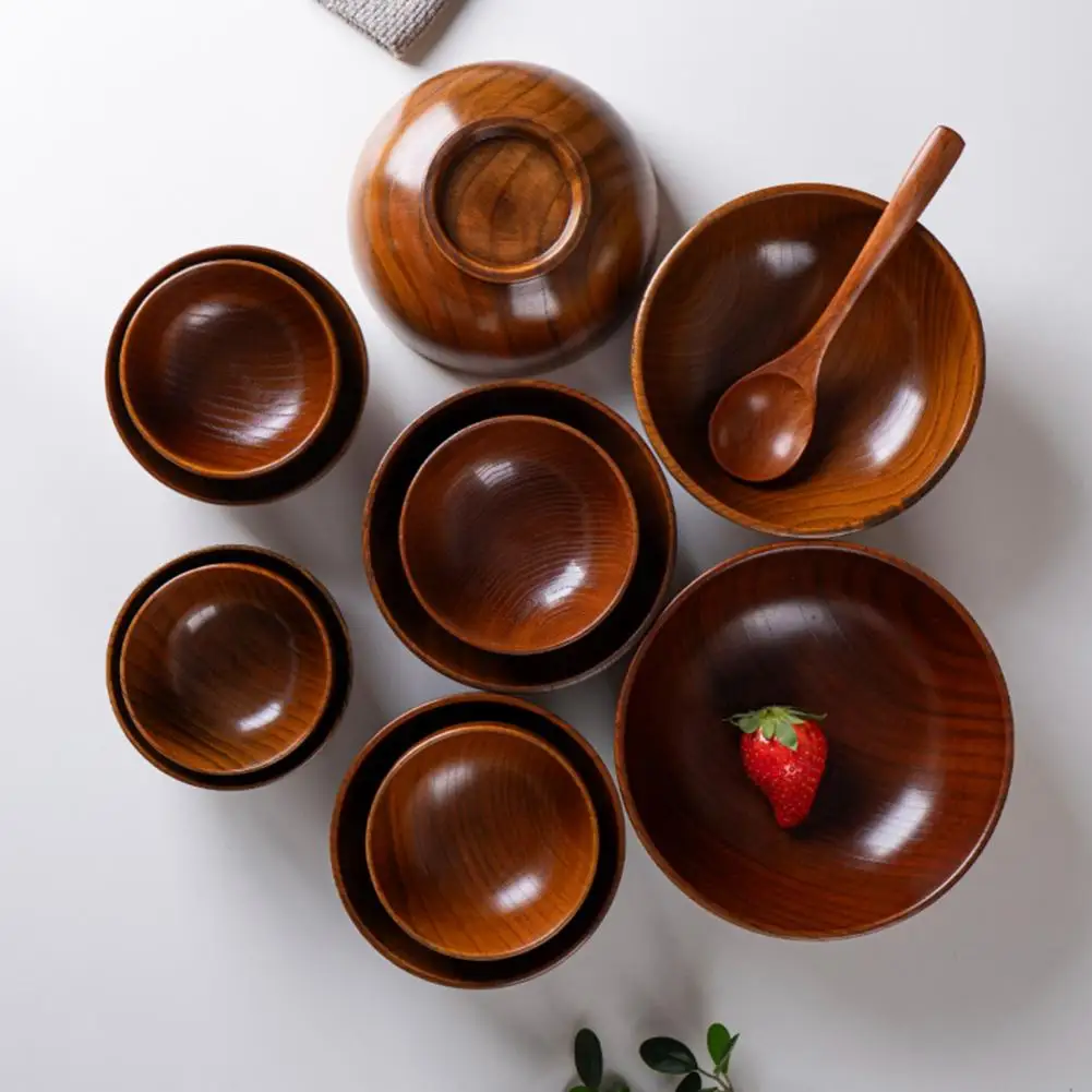 Cuenco de sopa de madera de azufaifa Natural, cuenco de sopa de madera pequeño, cuenco de fideos de madera de azufaifa Natural hecho a mano, juego de tazas para sopa, té de arroz