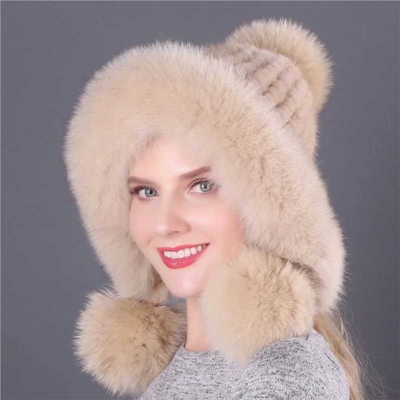 

Elegant and fashionable leather hats children's fur women's earmuffs casual