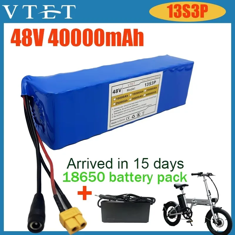 2025 48 فولت 40000 مللي أمبير 1000 واط 13S3P XT60 18650 بطارية ليثيوم حزمة 40AH ل 54.6 فولت E-دراجة هوائية كهربائية سكوتر مع BMS + شاحن #2