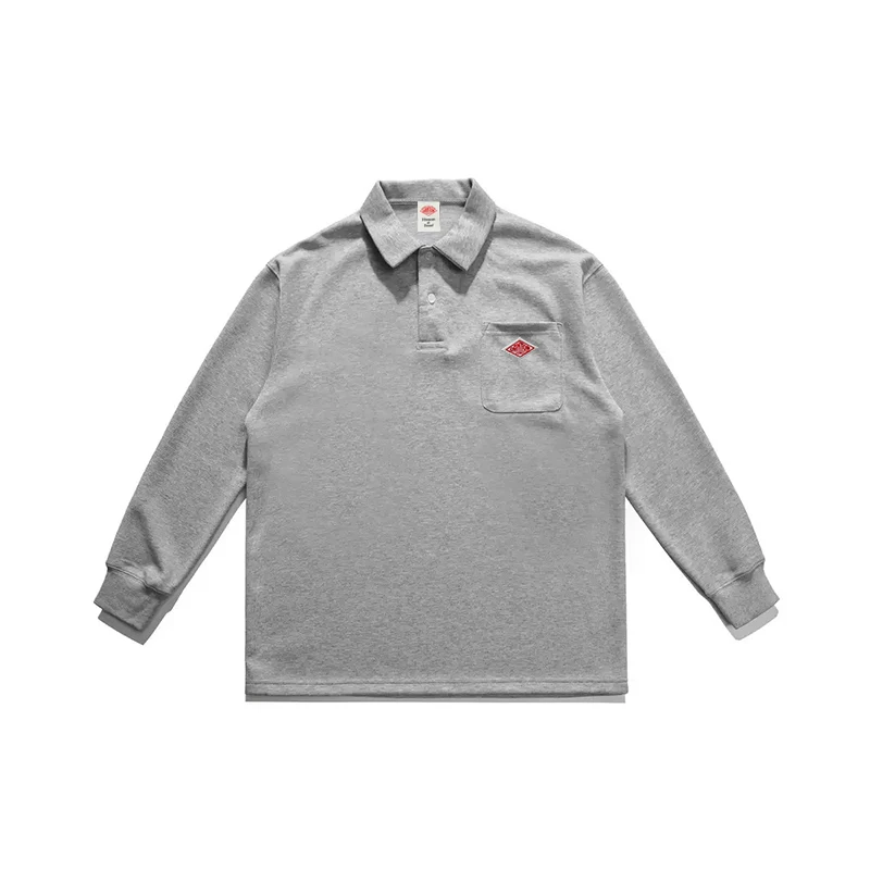 Exports Japan Spring Autumn New Men's Quality Cotton Solid Pocket Long Sleeve Polo-Shirt Embroidery Logo T-shirt Comfortable Top