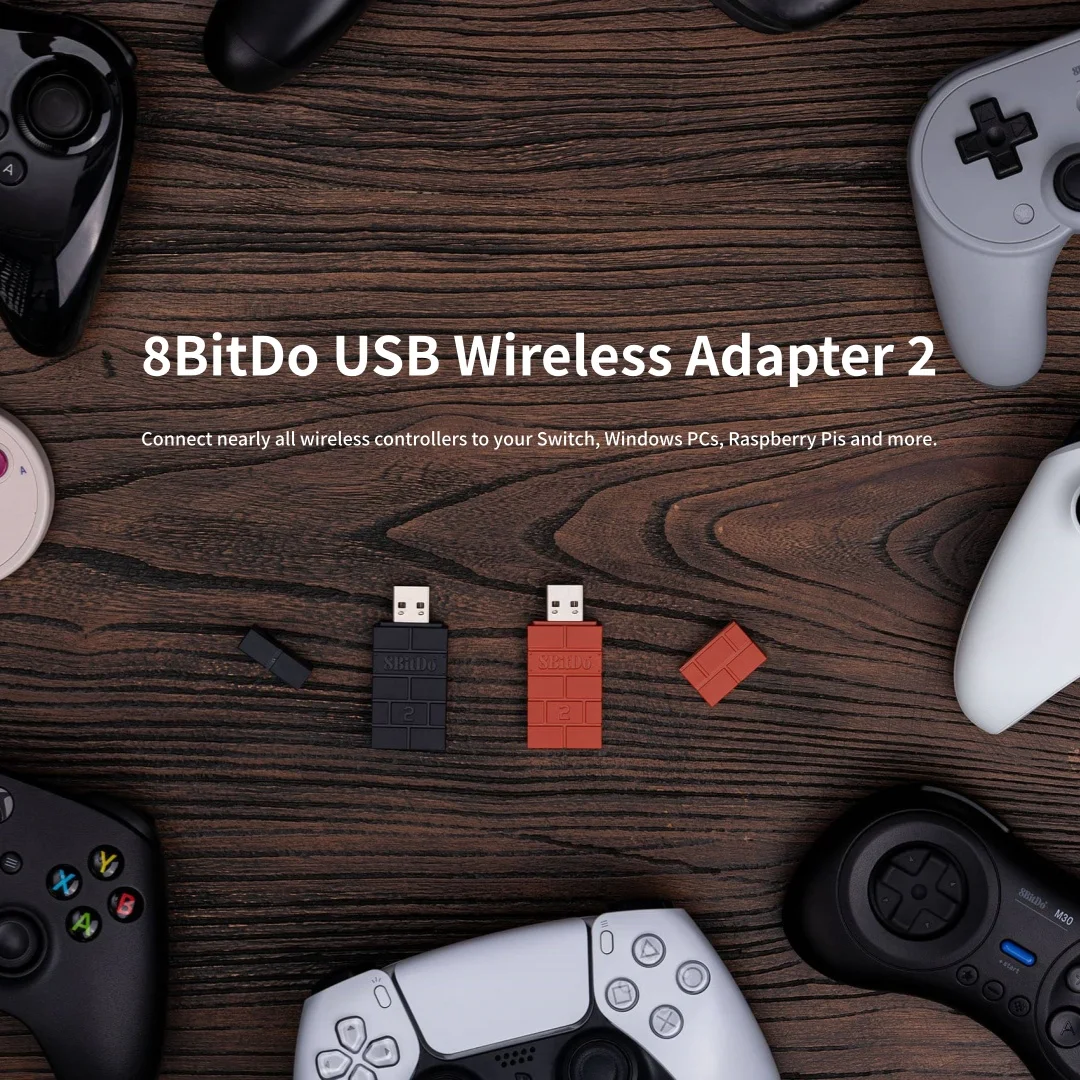 8BitDo USB Wireless Bluetooth Adapter 2 Receiver for Nintendo Switch 2 PS1 Raspberry Pi Mini PS4 Controller for PS5 Handle