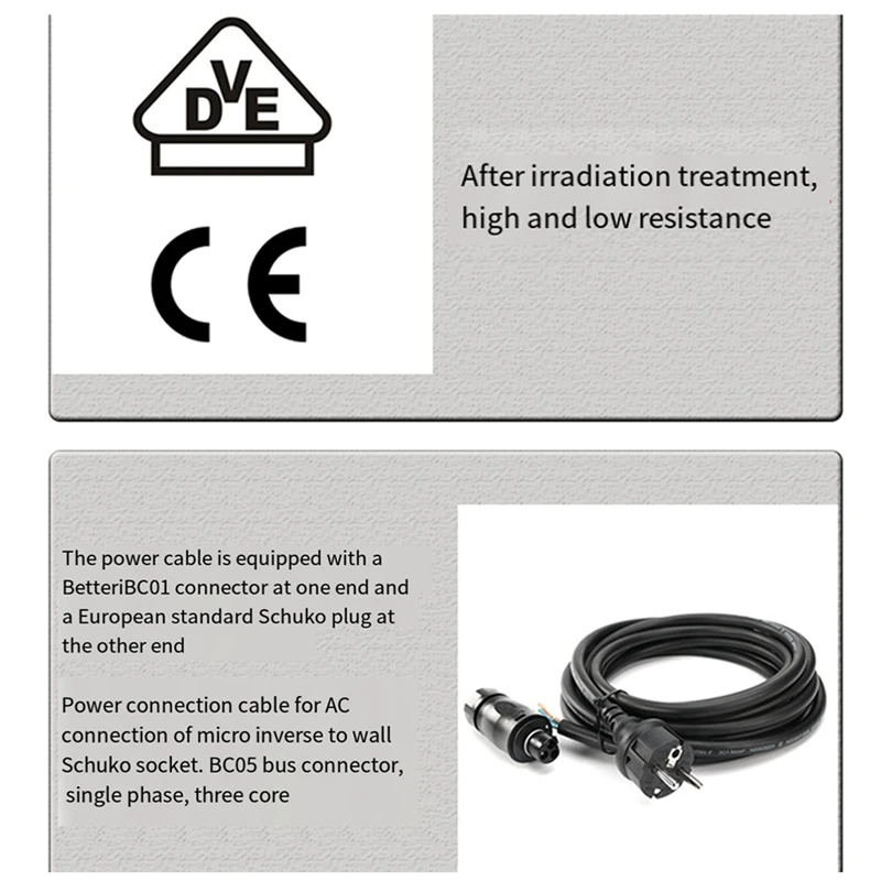 Cable de extensión Solar fotovoltaico 1,5 Mm2 Cable de alimentación del sistema Solar para batería de barco RV Cable de Panel Solar enchufe de la UE-A23K