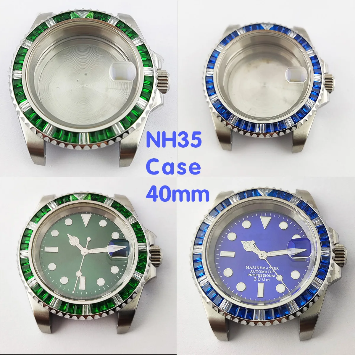 

40mm nh35 Watch case diamond stainless steel case Men's mechanical watch waterproof case is suitable for nh35 movement.