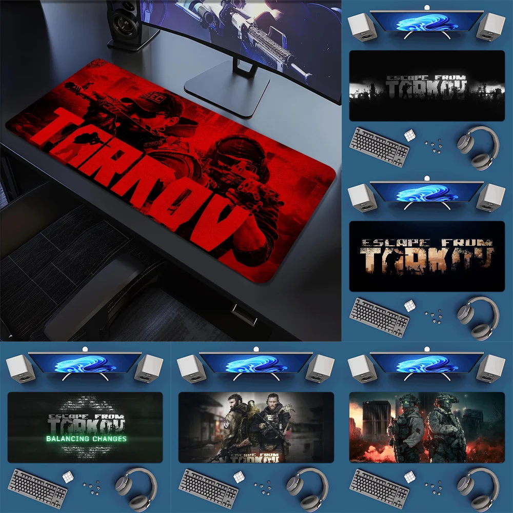 E-Escape from Game T-Tarkov s Mouse Pad Large Desk Mat Keyboard Ergonomic Office Rubber PC Non-slip Anti-fray Home Custom