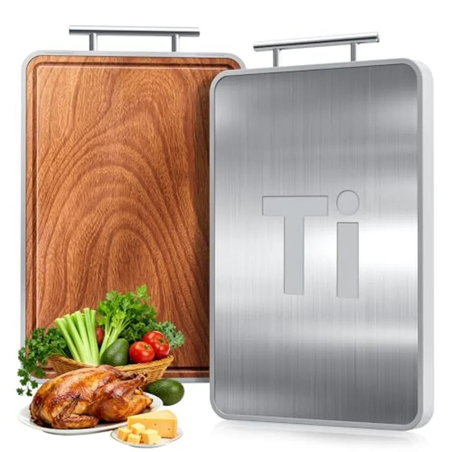 

Titanium Cutting Boards For Kitchen Ebony Wood Double Sided Metal Chopping Board With Handle And Juice Groove Ideal Kitchen App