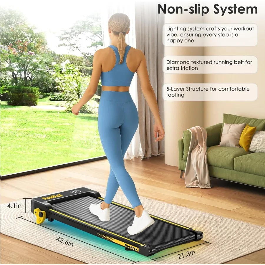 Alat Jalan Kaki dengan Kemiringan, Treadmill Portabel dengan Pegangan untuk Penggunaan di Rumah, Kantor, di Bawah Meja, Treadmill untuk Ruang Sempit