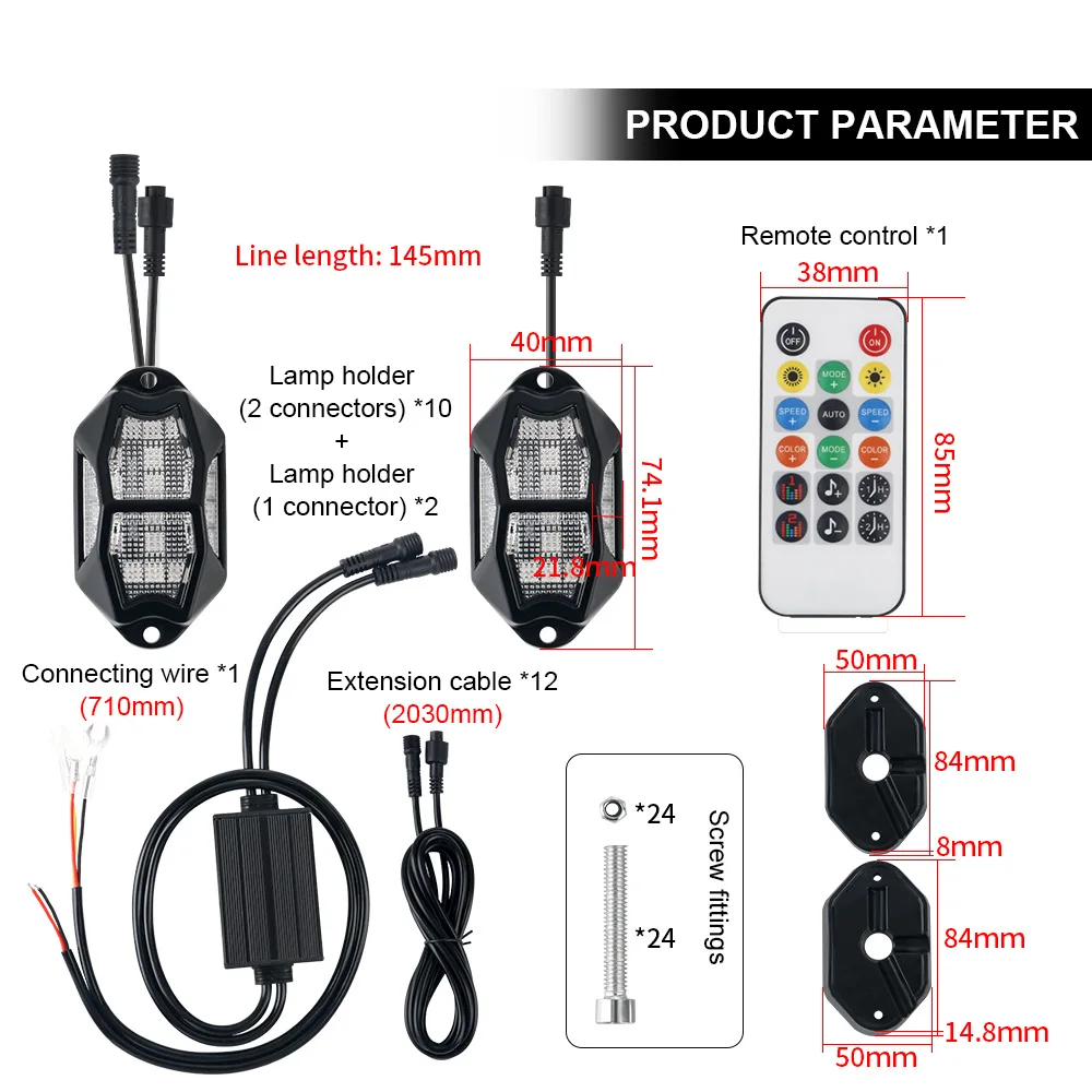 Underglow Rock Lights 6/8/10/12 Pods RGB Led Multi Color App Remote Control Music Mode Well For Pickup ATV RZR UTV Chassis Light