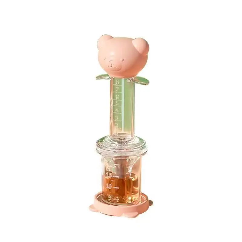 Cartoon Bear Baby Dropper Feeder Medication Dispenser Safety Anti-Choke Silicone Syringe Type BPA Free Toddler Medicine Feeder