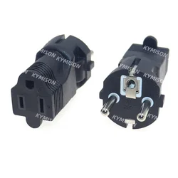 Germany France CEE 7/7 Travel Power Plug Adapter (Type C) USA NEMA 5-15R Receptacle To EU Schuko Power Converter 16A 250V Indust
