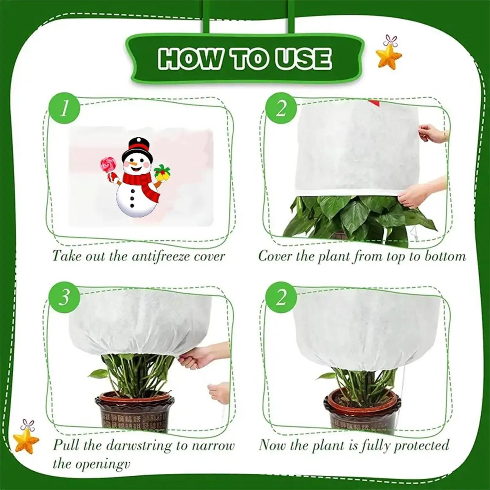 

Чехлы для растений Защита от замерзания Рождественская тема Чехлы для растений в холодную погоду Открытый нетканый материал Дышащая защита с