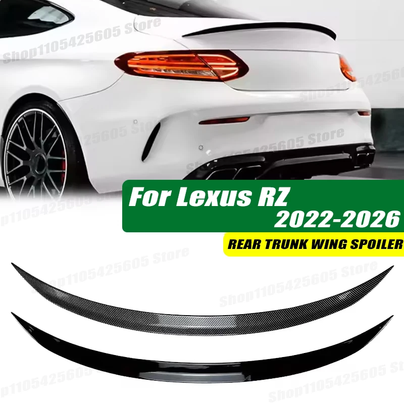 120cm 5D Carbon Look Rear Boot Trunk Spoiler Lip Stick-On Decorative Rear Wing For Lexus RZ 2022-2026 Car Accessories