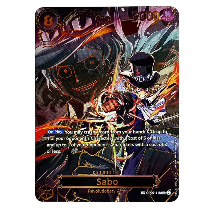4pcsOne Piece TCG OPCG English Sabo OP07-118 SEC SP Parallel Textured Foil Card Revolutionary Army Anime Collectible Proxy Cards