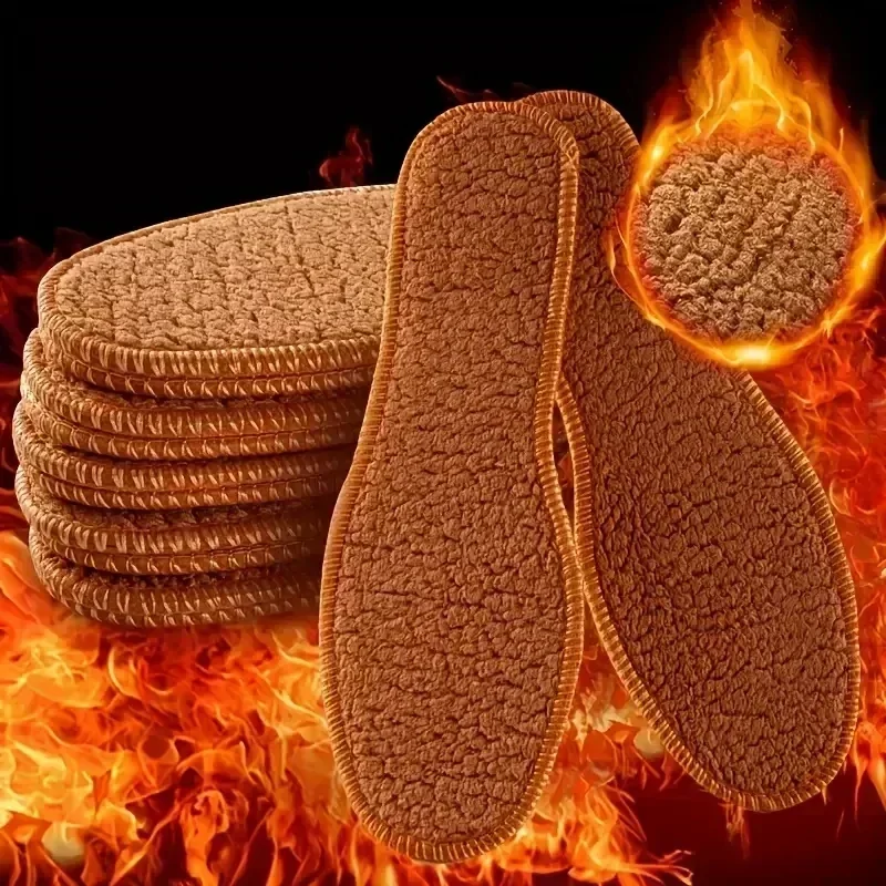 2-10pcs Wool Warm Shoes Insole Thicken Snow Boots Shoe Sole Thermal Insert Winter Sports Running Insoles Men Woman Heating Pads