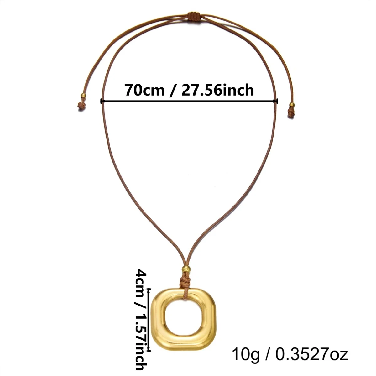 Halskette mit Anhänger in Form einer hohlen Wassertropfen-, Kreis-, Herz- oder Blumenform aus Edelstahl für Damen und Herren, minimalistischer, geometrischer Schmuck mit Wachsschnur. – Detail 39