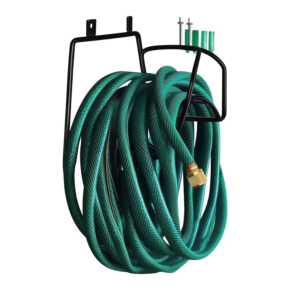 Steel Hose Holder Wall Mounted for Garden Garage and Shed Use - Reliable Hose Storage Solution with Solid Iron Build