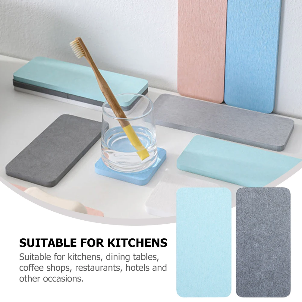 

2pcs Diatom Mud Coaster 16x8cm Deep Grey Green Absorbent Soap Holder Bathroom Countertop Non Slip Home Decor Drink Coasters