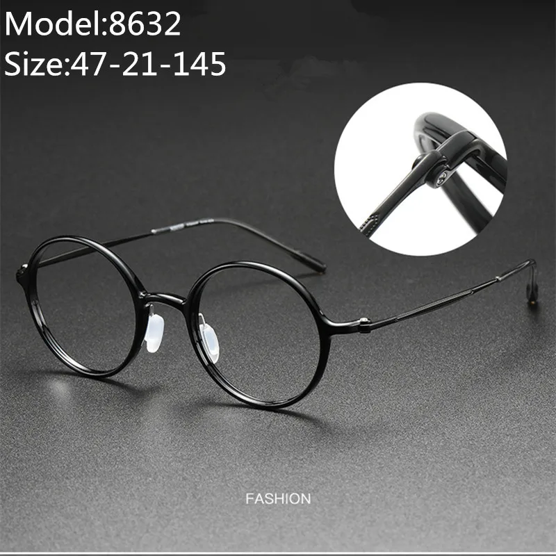 Japan Brand Titanium Glasses Frame Plastic Steel Retro Round Eyeglasses Men Women Myopia Prescription Eyewear Blue Light Lenses