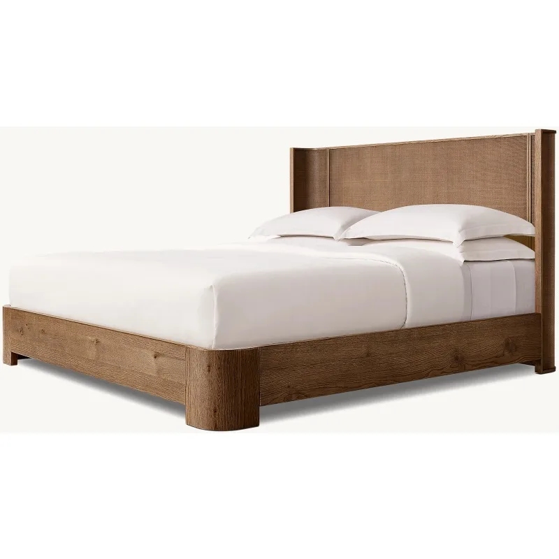 American Country Light Luxury High-End Simple Homestay Hotel Boss Bedroom Solid Wood Double Bed Shelted Bed
