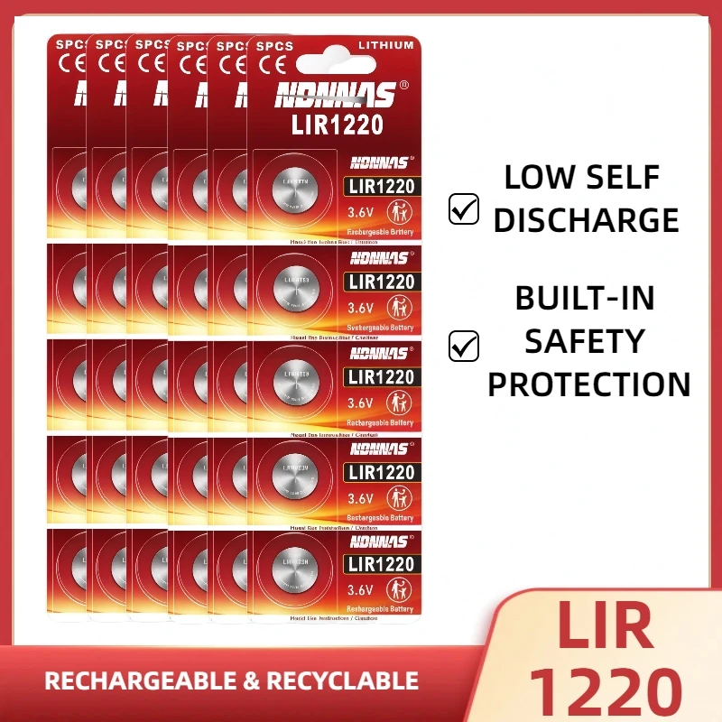1-50PCS LIR1220 3.6V Rechargeable Lithium Coin Battery Replace CR1220 Long Cycle Life For Precision Electronic Gadgets