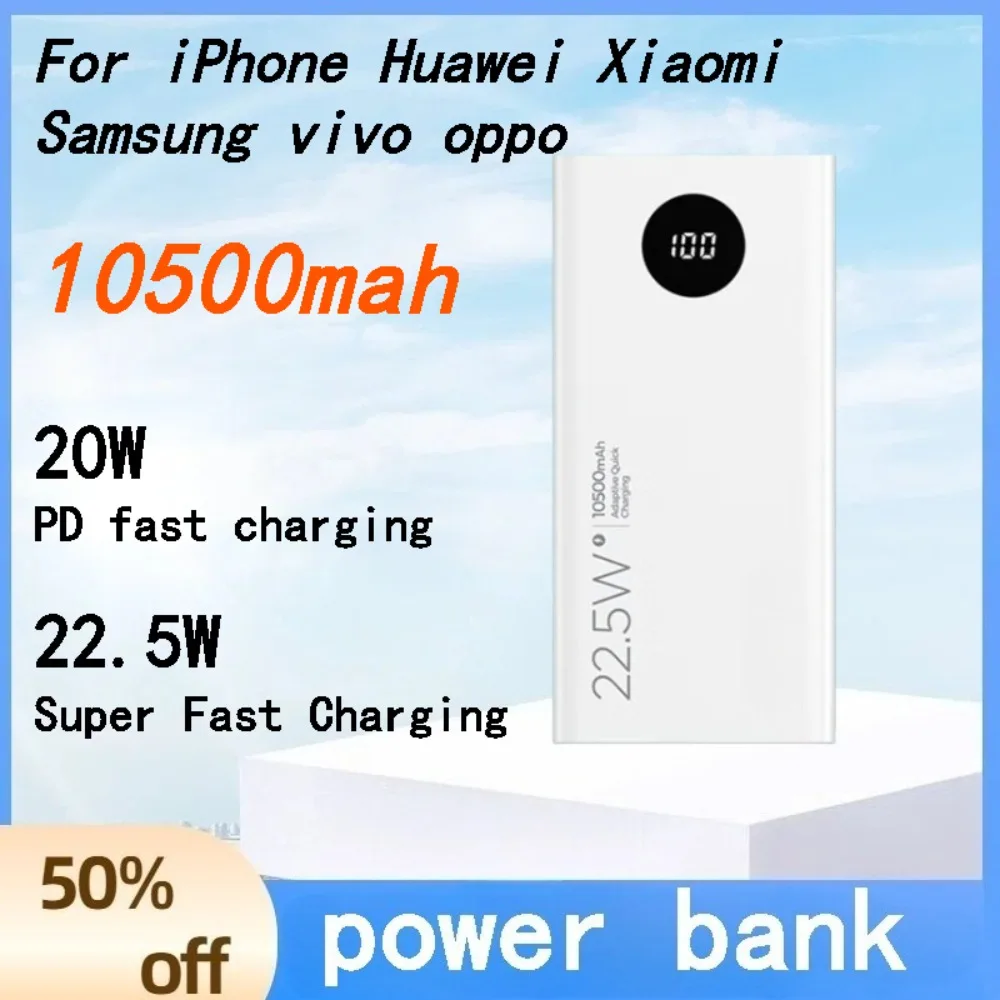 

Power Bank 22.5W Super Fast ChargingLED Digital Display Mini Large Capacity 10000mAh for IPhone Huawei Xiaomi Samsung OPPO Vivo