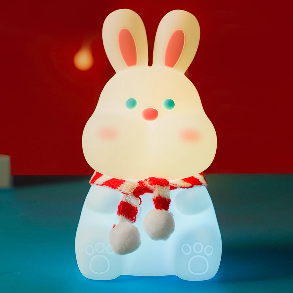 Cute Dudu Rabbit Silicone Night Light ricarica USB Color Bunny Gift Sleeping Light per bambini e studenti