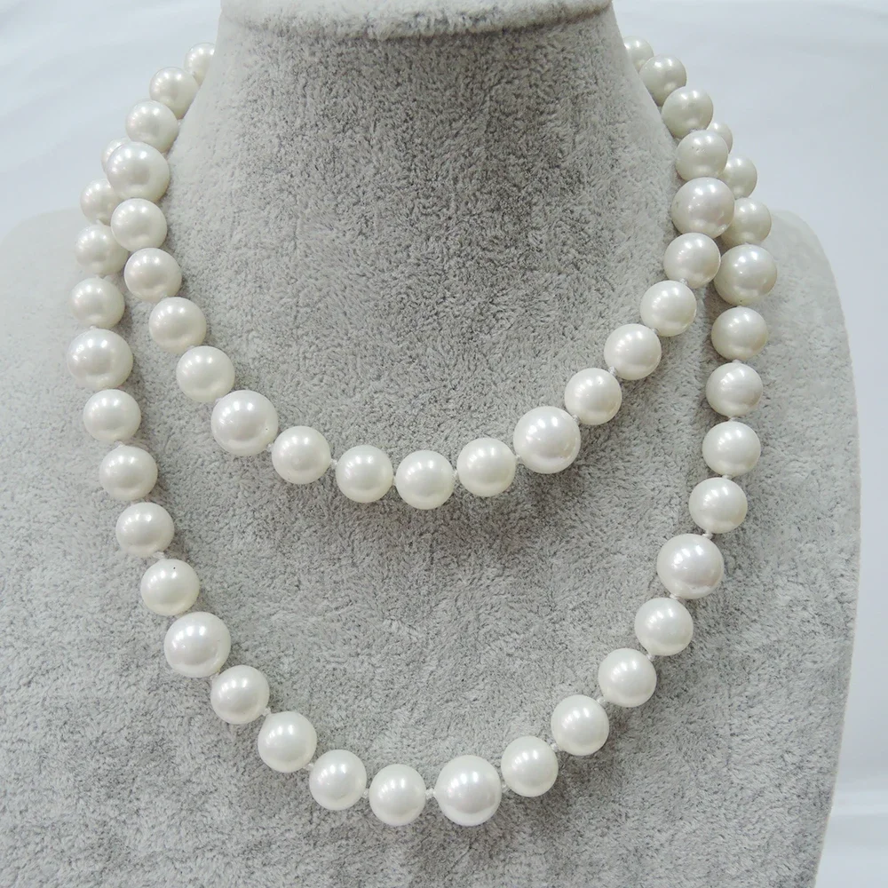 Shell Pearl Fashion Necklace AAA 8-9mm South Sea Shell Pearl Necklace -80cm 45cm Necklace 925s Button