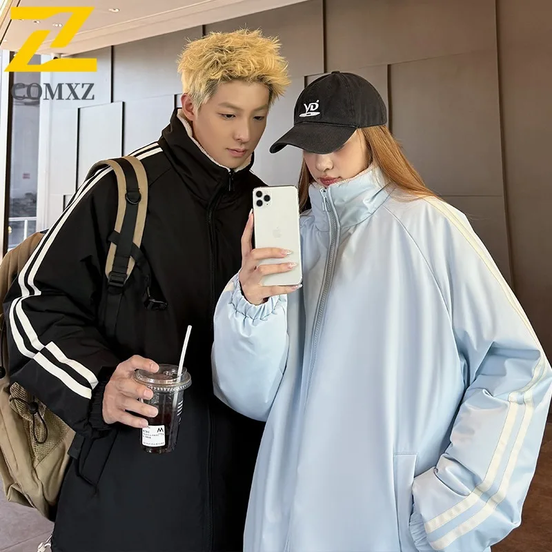 

COMXZ 2025 New Reversible Cotton Jacket Men Women Couple Casual Fashion Winter Coat Double Sided Wear Public Version