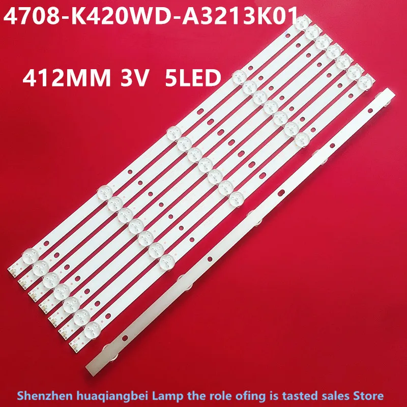 FOR LED backlight strip FOR Hikvision  43PUF6056 T3  4708-K420WD-A3213K01 K420WD7 A3 DS-D5043QD 412MM 3V  5LED 100%NEW