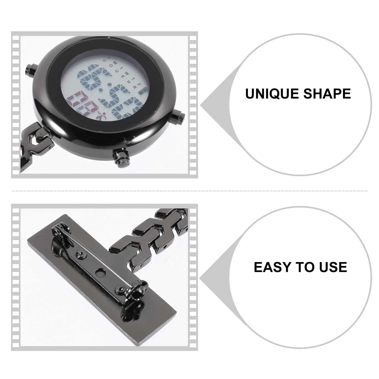 Alloy Case Mirror Glass Electronic Lapel Pin Watch For Nurse Kid Pocket Fob Digital Chest Device Decor Gift Accessory
