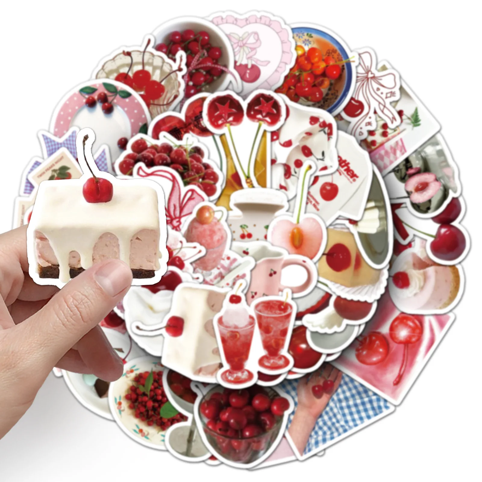 50pcs Cherry Graffiti Stickers Creative Fruit Guca Decor Cup Stickers