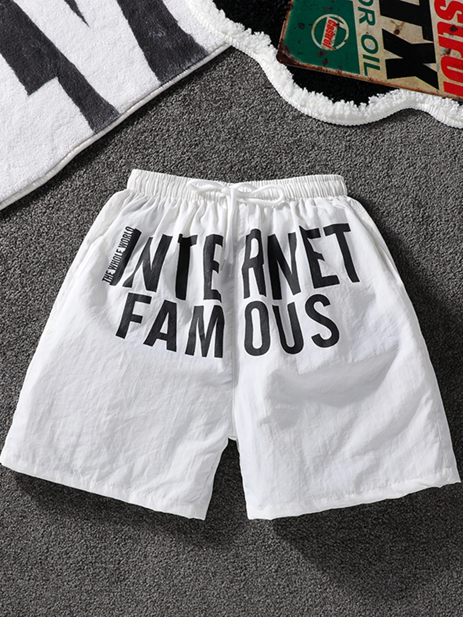 

Мужские летние брюки Qui Dry Sports Basketball Running Special Use Футболка с принтом длиной четверти Повседневные брюки на открытом воздухе