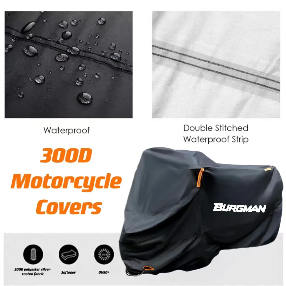 Thick 300D Silver Coated Windproof Motorcycle Protector Cover  For SUZUKI Burgman 400 650 125 AN400 AN650 AN SKYWAVE 400