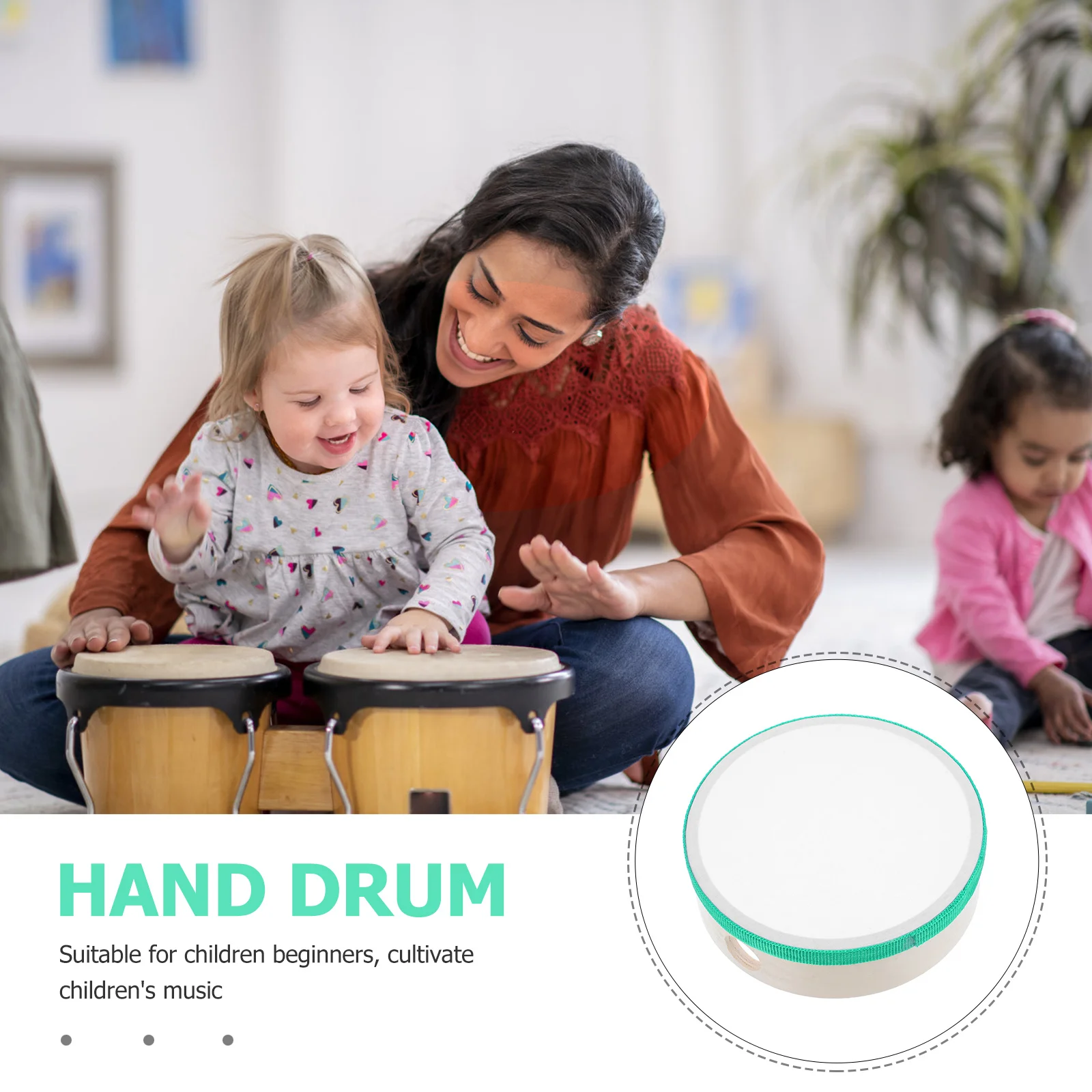 

Hand Drum Wooden Handheld Single Side Orff Music Instrument Children's Development Percussion Musical Instrument Party Favor