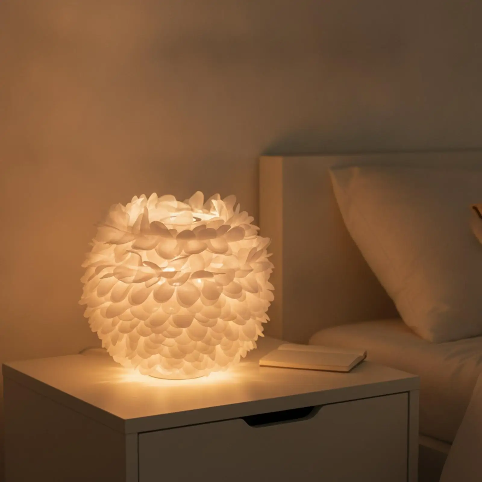 Spherical Petal Fabric Lampshade for Pendant Light Fixture Soft Glow for Bedside Table Lamp Replacement Cover