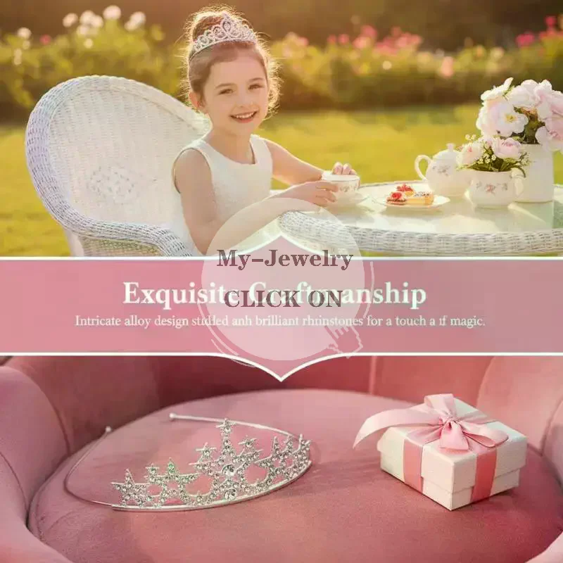 Princess Tiara Crown for Girls Sparkly Rhinestone Crystal Headband Fashion Bridal Headdress for Prom Pageant Wedding Party