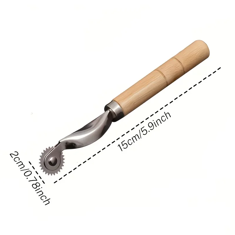 1PC  Metal Roller Scoring Creasing Tool with Sturdy Wooden Handle, Ideal for DIY Crafts & Cardboard Making