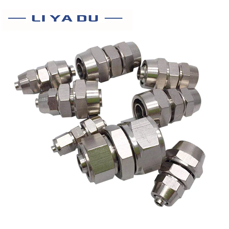 1PCS PG Copper Plated Nickel Pneumatic Air Quick Connector For Hose Tube OD 4M 6 8 10 12 MM Fast Joint Connection