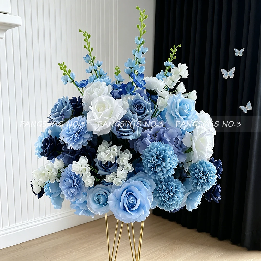 30/40/50/60/70CM Blue Luxury Artificial Flower Ball Silk Table Centerpiece Wedding Window Display Home Party Decor Accessories