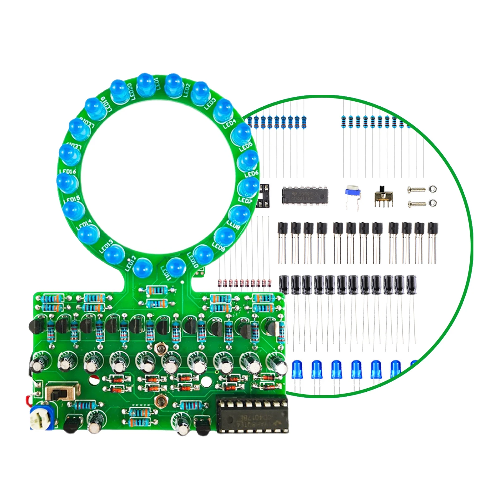 Imagem -04 - Anel em Forma Gradiente Led Lâmpada de Água Kit Eletrônico Faça Você Mesmo Soldagem e Peças de Fabricação Traning e Ensino D4017