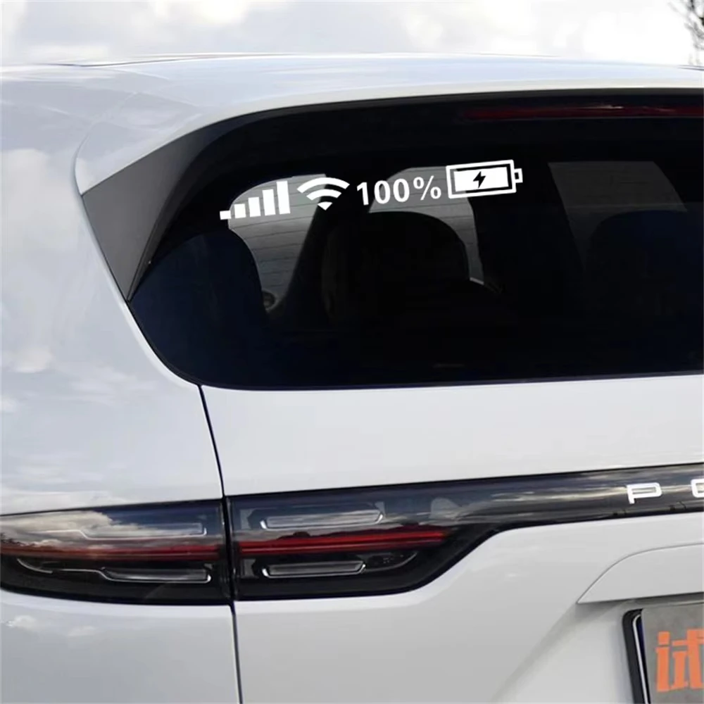 Car Reflective Sticker Front And Rear Windshield Sticker 100% Wifi Battery Level Signal Funny Decal Decor Auto Decor Accessories