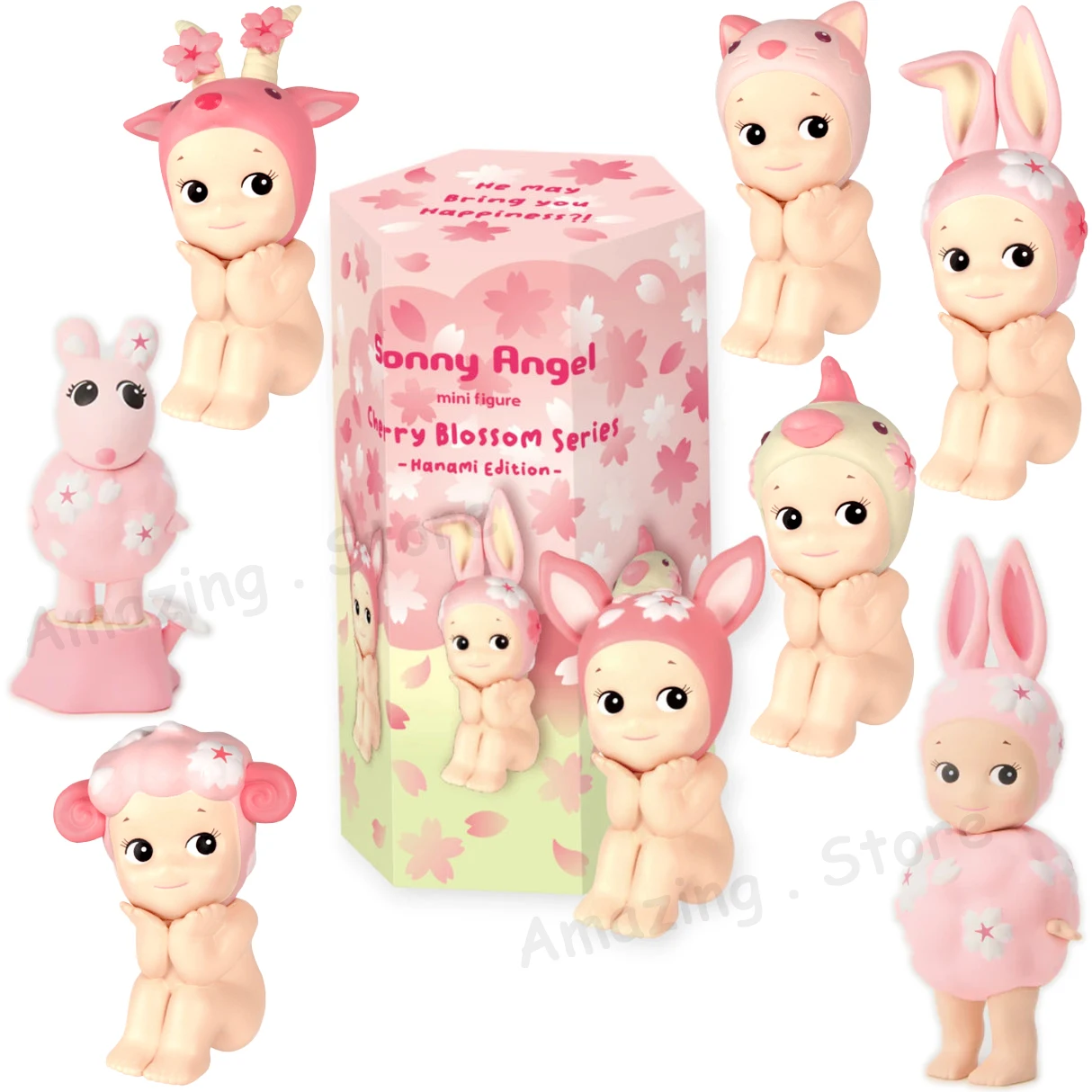 Serie de flor de cerezo edición Hanami Ángel coleccionable Mini figuras de querubín caja ciega pétalos de flor caja misteriosa figura regalo